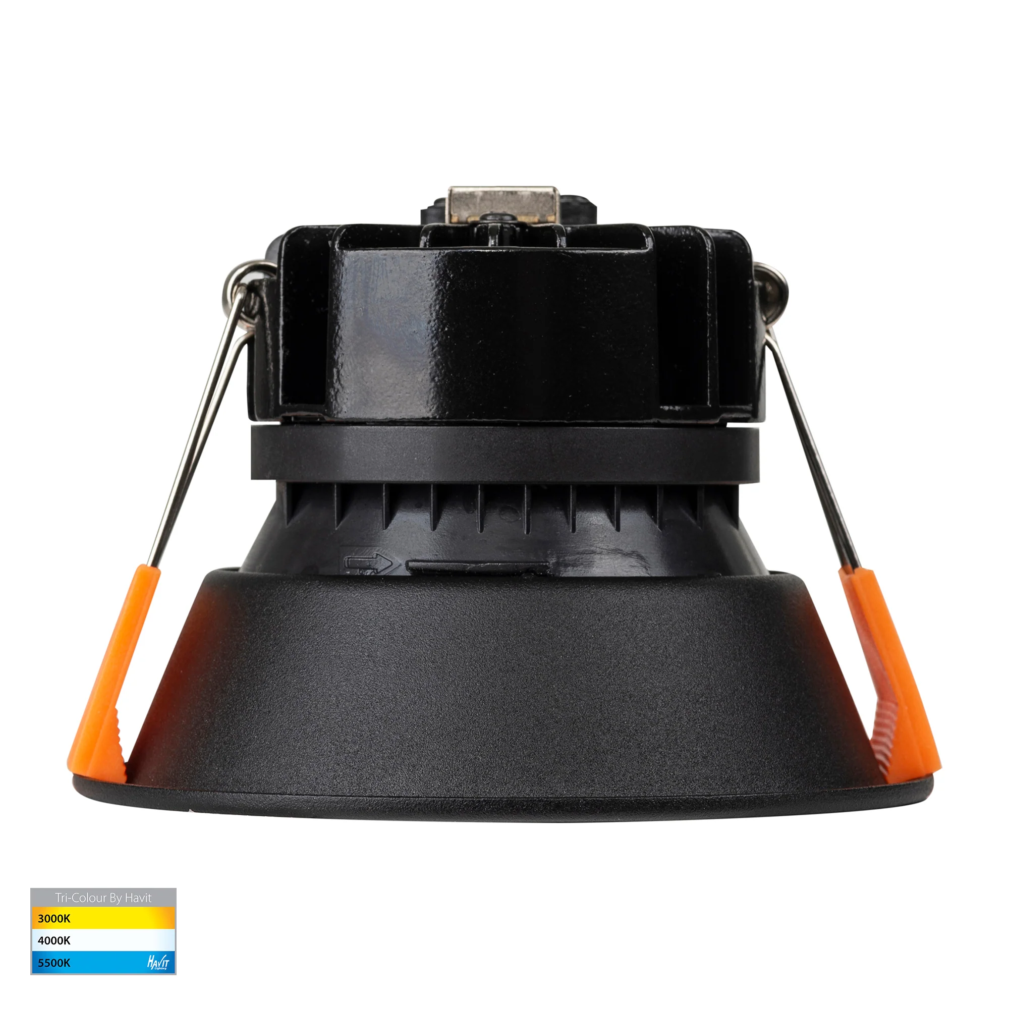 HV5528T-BB - Gleam Black with Black Insert Tri Colour Fixed Deep LED Downlight - Image 5