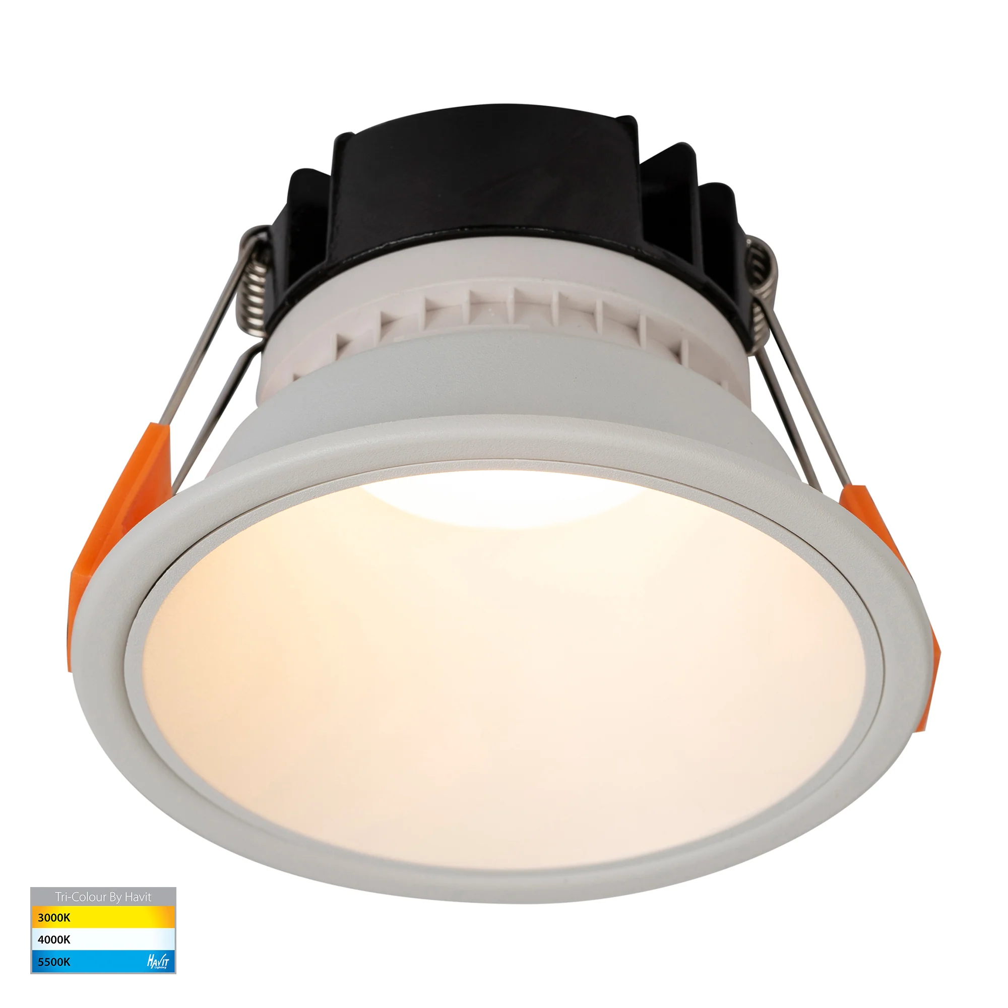 HV5528T-WW - Gleam White with White Insert Tri Colour Fixed Deep LED Downlight - Image 3