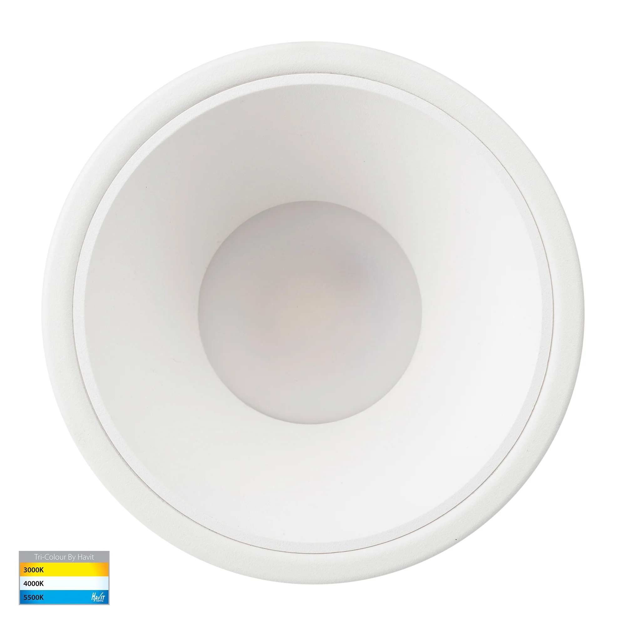 HV5528T-WW - Gleam White with White Insert Tri Colour Fixed Deep LED Downlight - Image 4