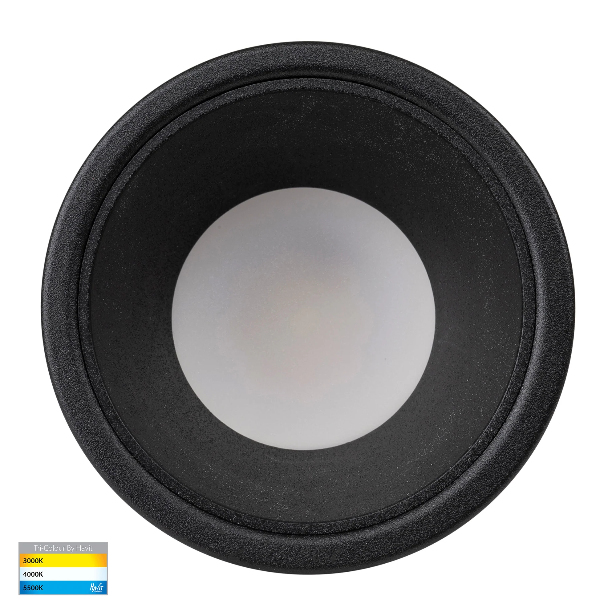 HV5529T-BB - Gleam Black with Black Insert Tri Colour Fixed Deep LED Downlight - Image 4