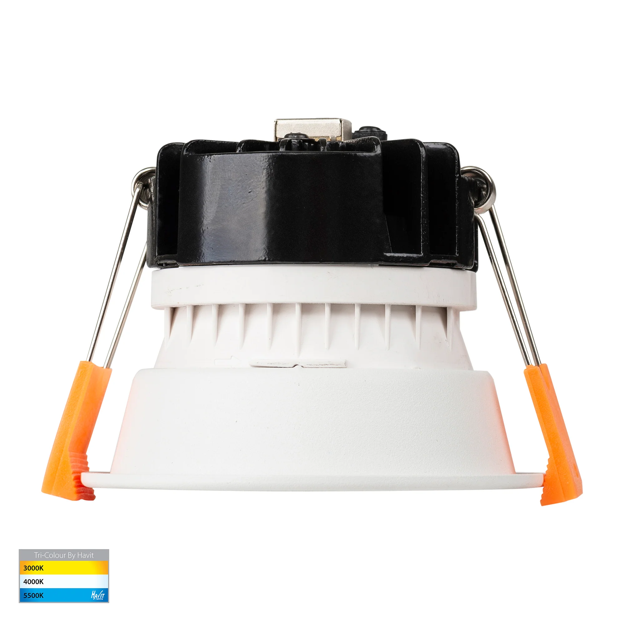 HV5529T-WB - Gleam White with Black Insert Tri Colour Fixed Deep LED Downlight - Image 5