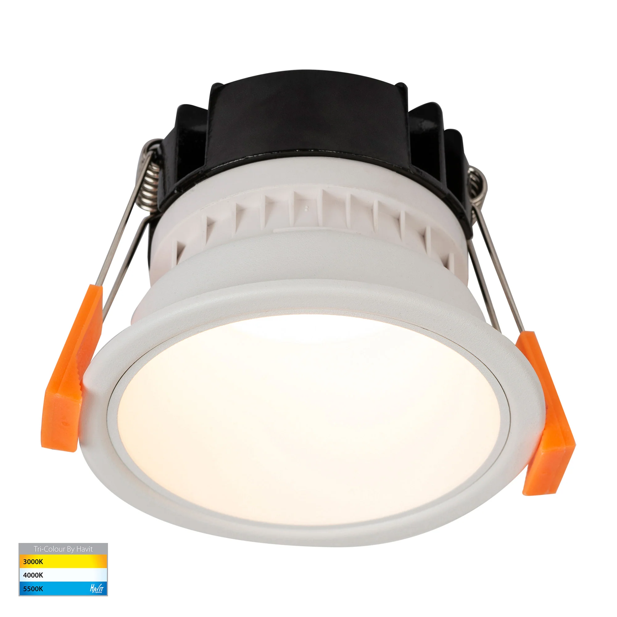 HV5529T-WW - Gleam White with White Insert Tri Colour Fixed Deep LED Downlight - Image 3
