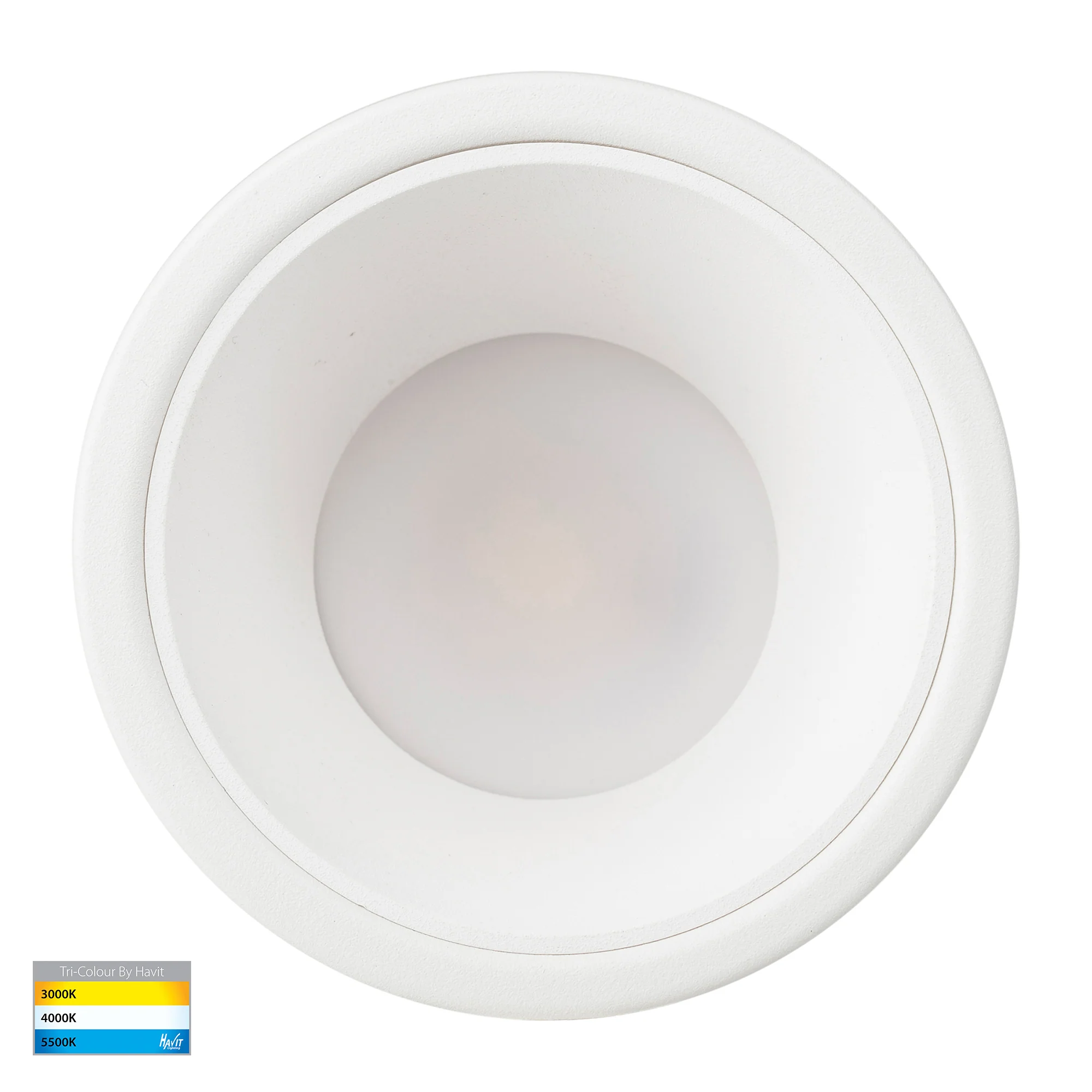 HV5529T-WW - Gleam White with White Insert Tri Colour Fixed Deep LED Downlight - Image 4