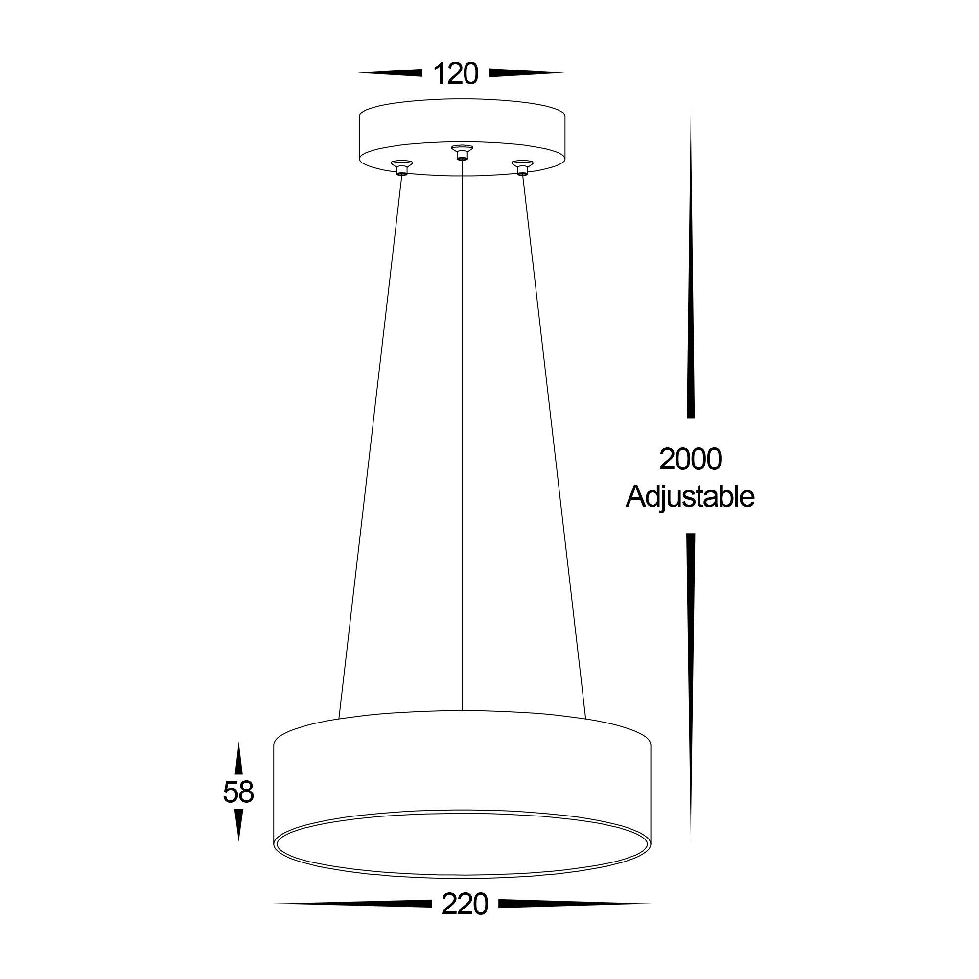 HV5892T-BLK-PDT - Nella 220mm Black 20w Round Pendant - Image 2