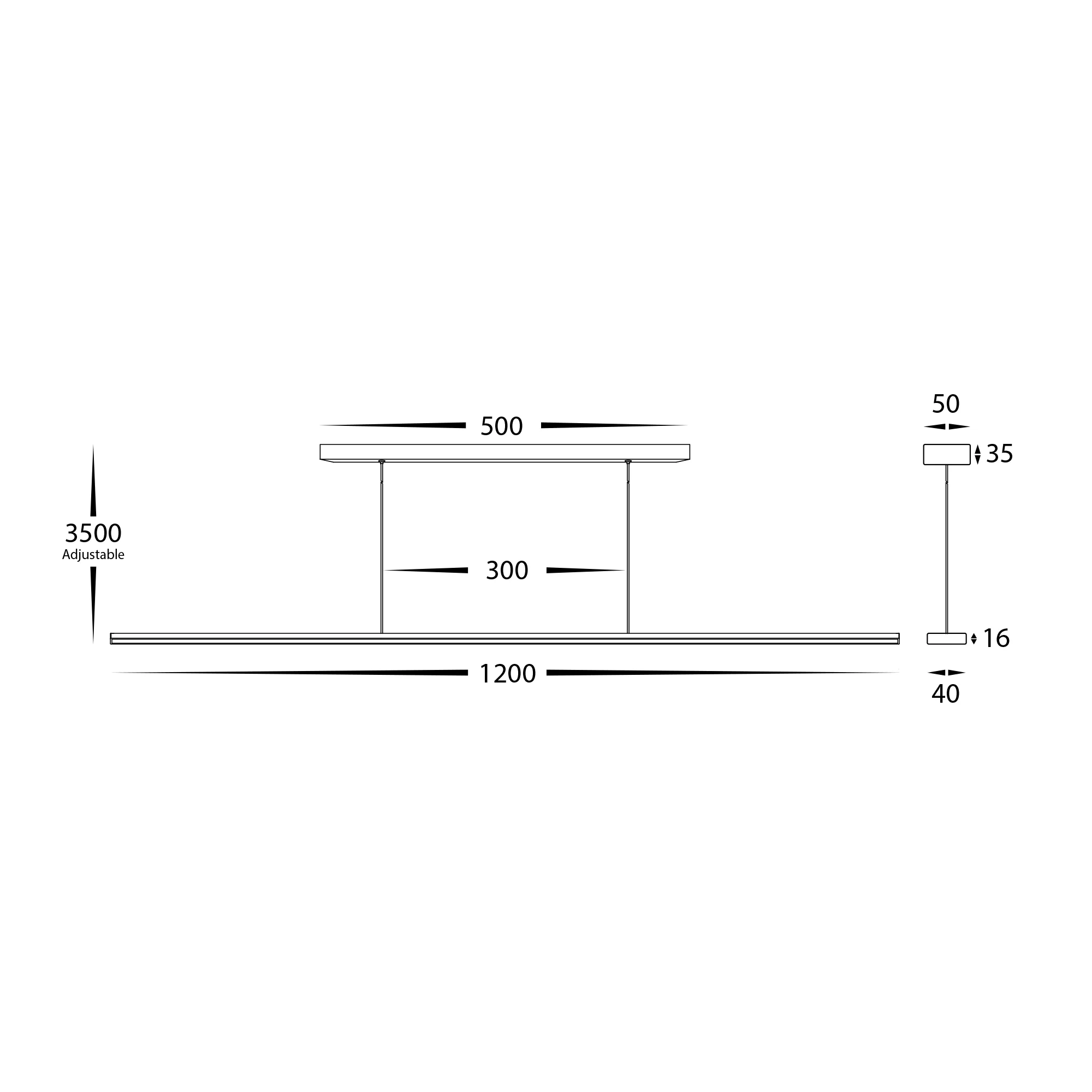 HV6005T-BLK - Proline Black 1200mm Slim LED Pendant - Image 2