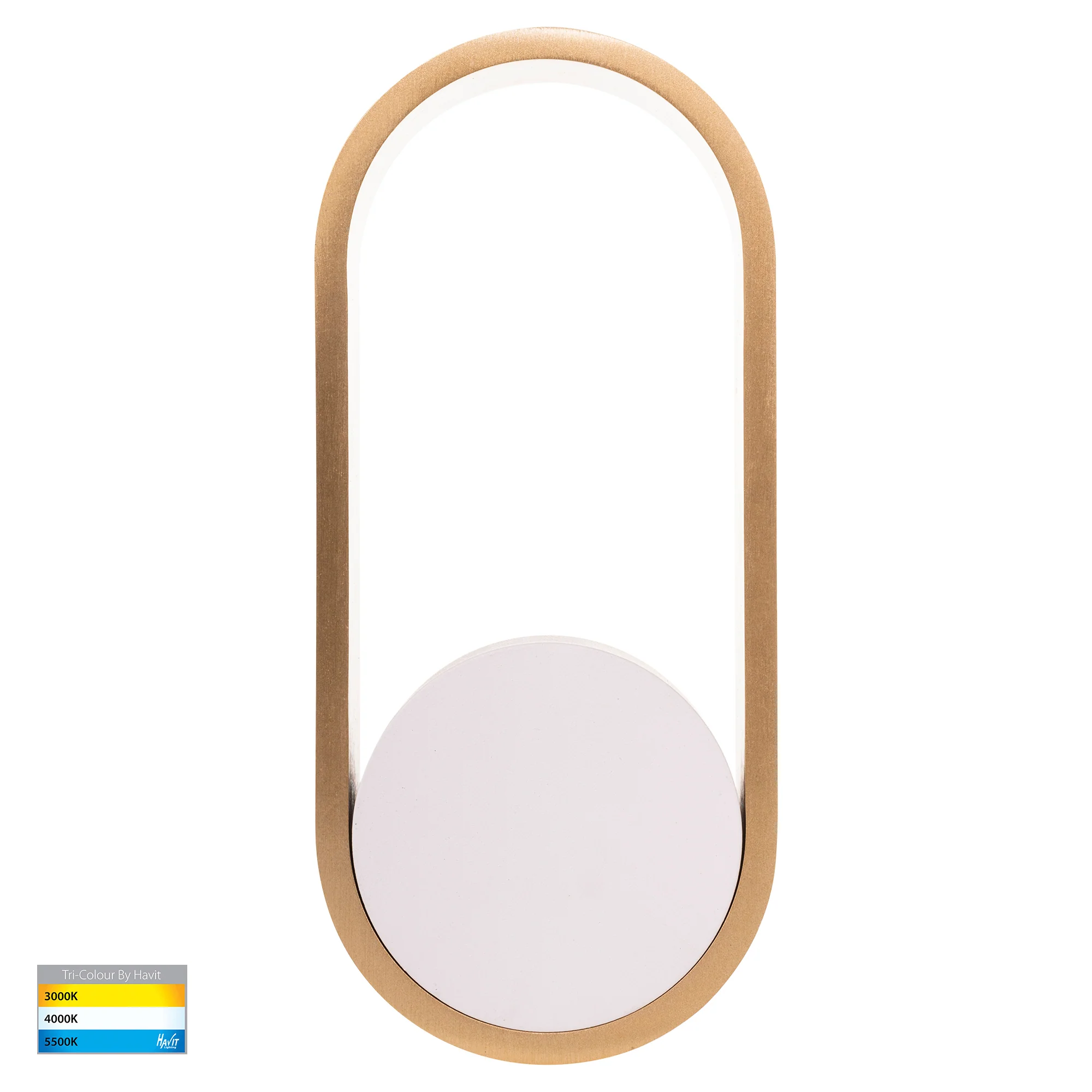 HV8080T-WHTBR - Ovale White + Brass Wall Light - Image 3