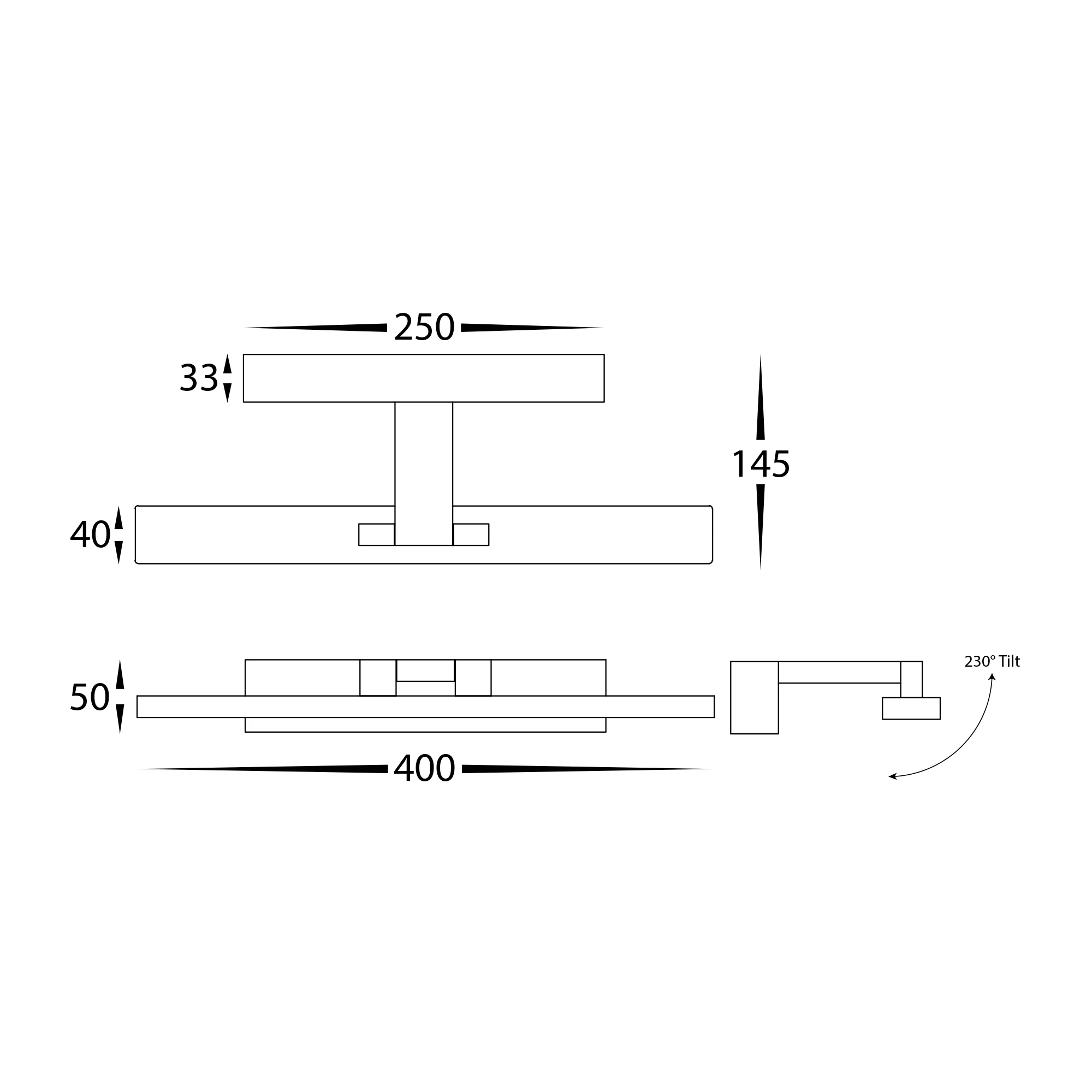 HV8101T-BLK - Vanita Black 400mm Adjustable Wall Light - Image 2
