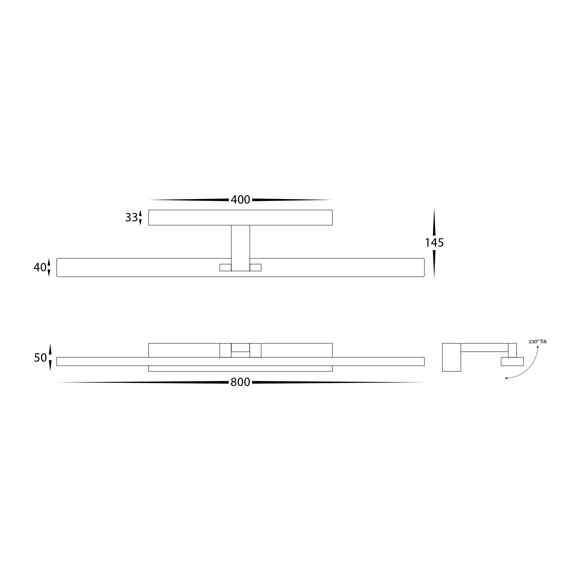 HV8103T-BLK - Vanita Black 800mm Adjustable Wall Light - Image 2