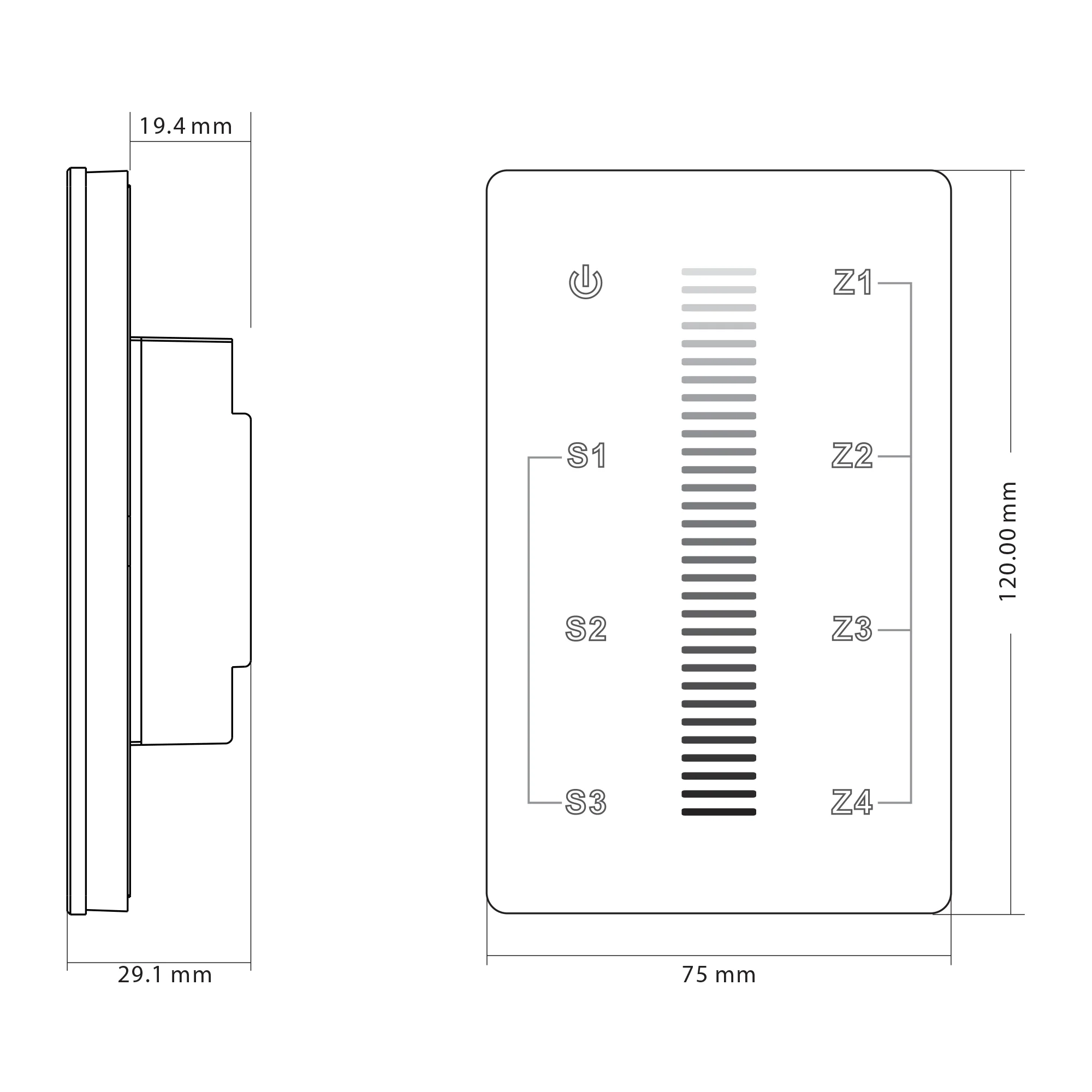 HV9101-2830A - Single Coloured LED Touch Panel - Image 2
