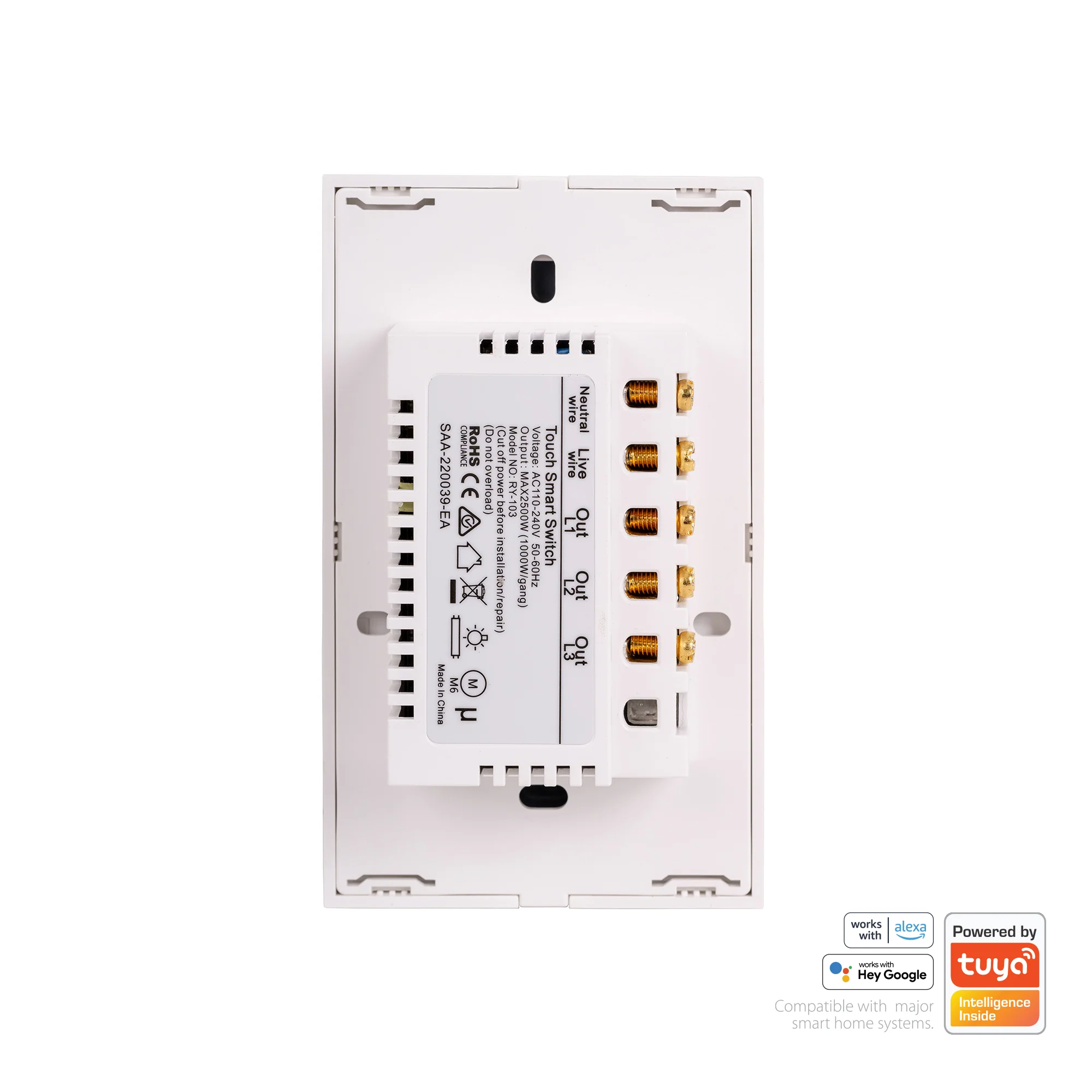 HV9110-3 - Wifi Three Gang White Wall Switch - Image 4