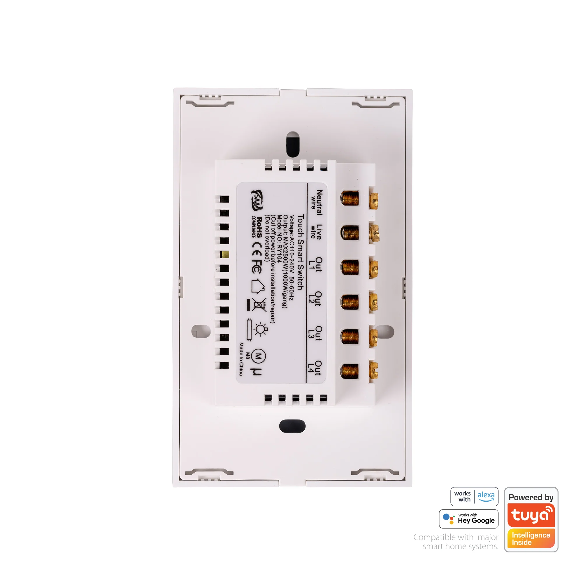 HV9110-4 - Wifi Four Gang White Wall Switch - Image 3