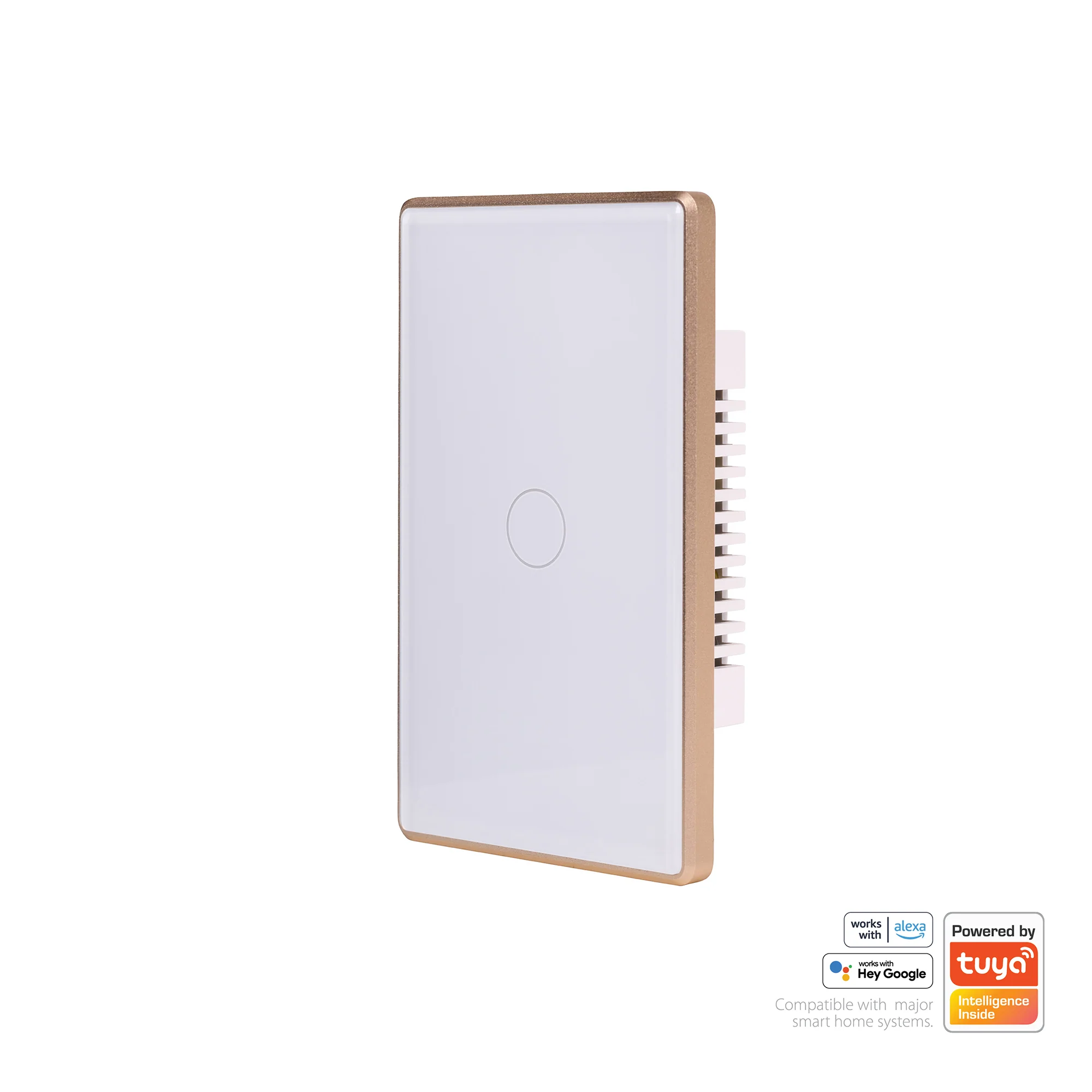 HV9120-1 - Wifi Single Gang White with Gold Trim Wall Switch - Image 3