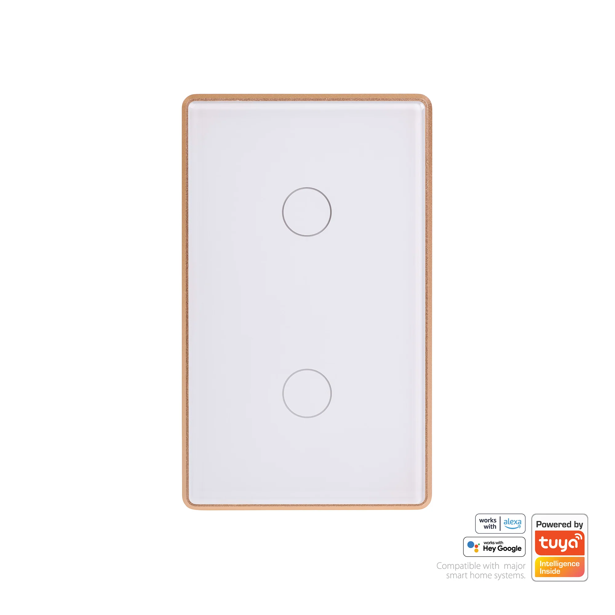 HV9120-2 - Wifi 2 Gang White with Gold Trim Wall Switch