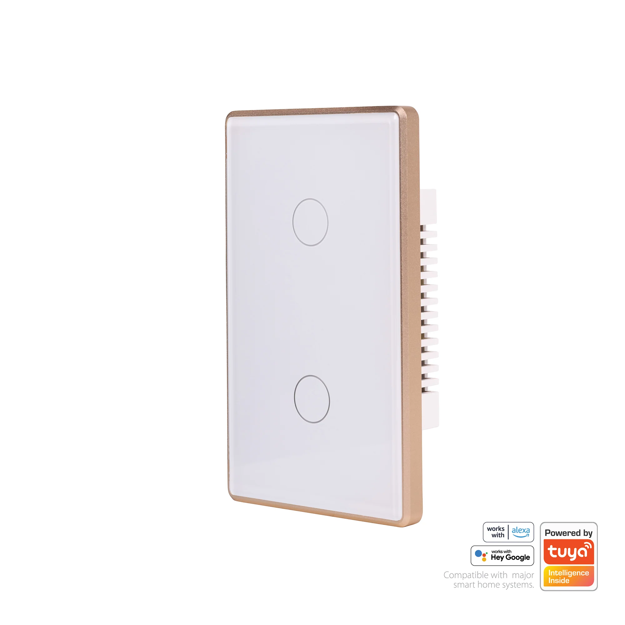 HV9120-2 - Wifi 2 Gang White with Gold Trim Wall Switch - Image 3