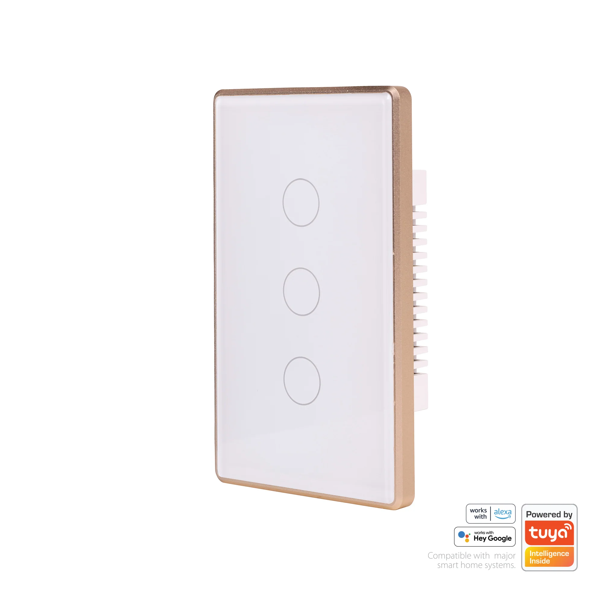 HV9120-3 - Wifi 3 Gang White with Gold Trim Wall Switch - Image 3
