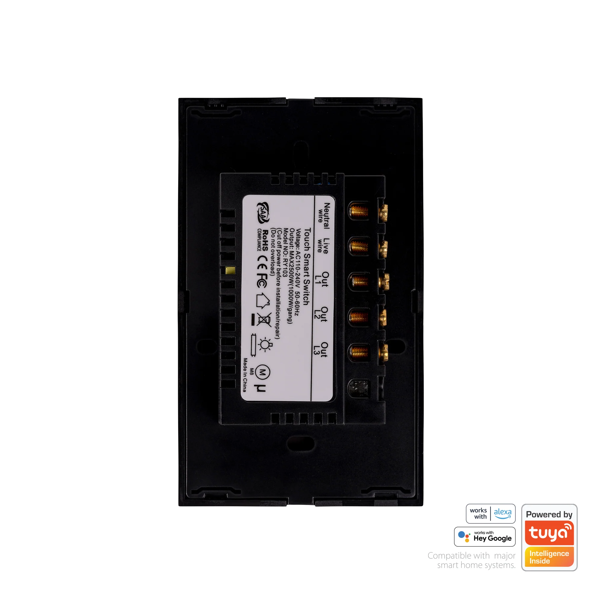 HV9210-3 - Wifi 3 Gang Black Wall Switch - Image 4