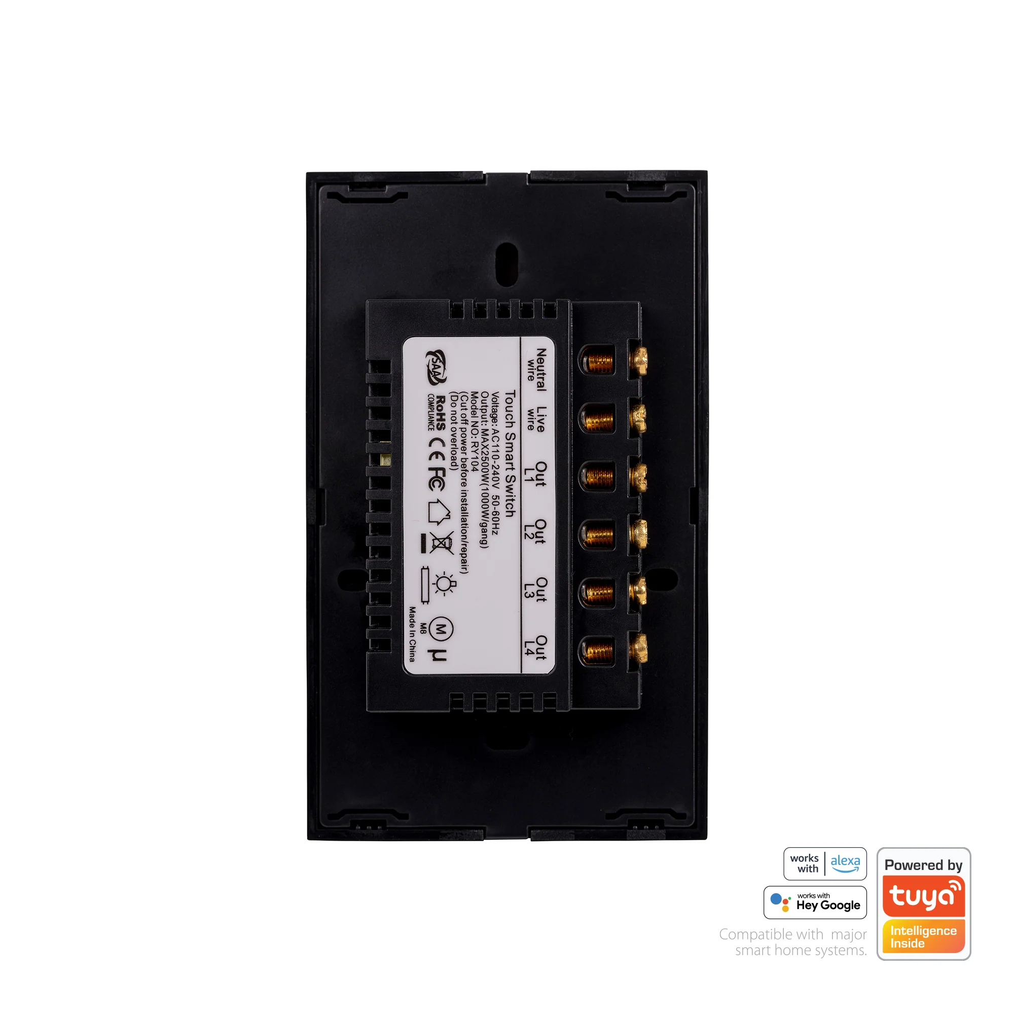 HV9210-4 - Wifi 4 Gang Black Wall Switch - Image 4