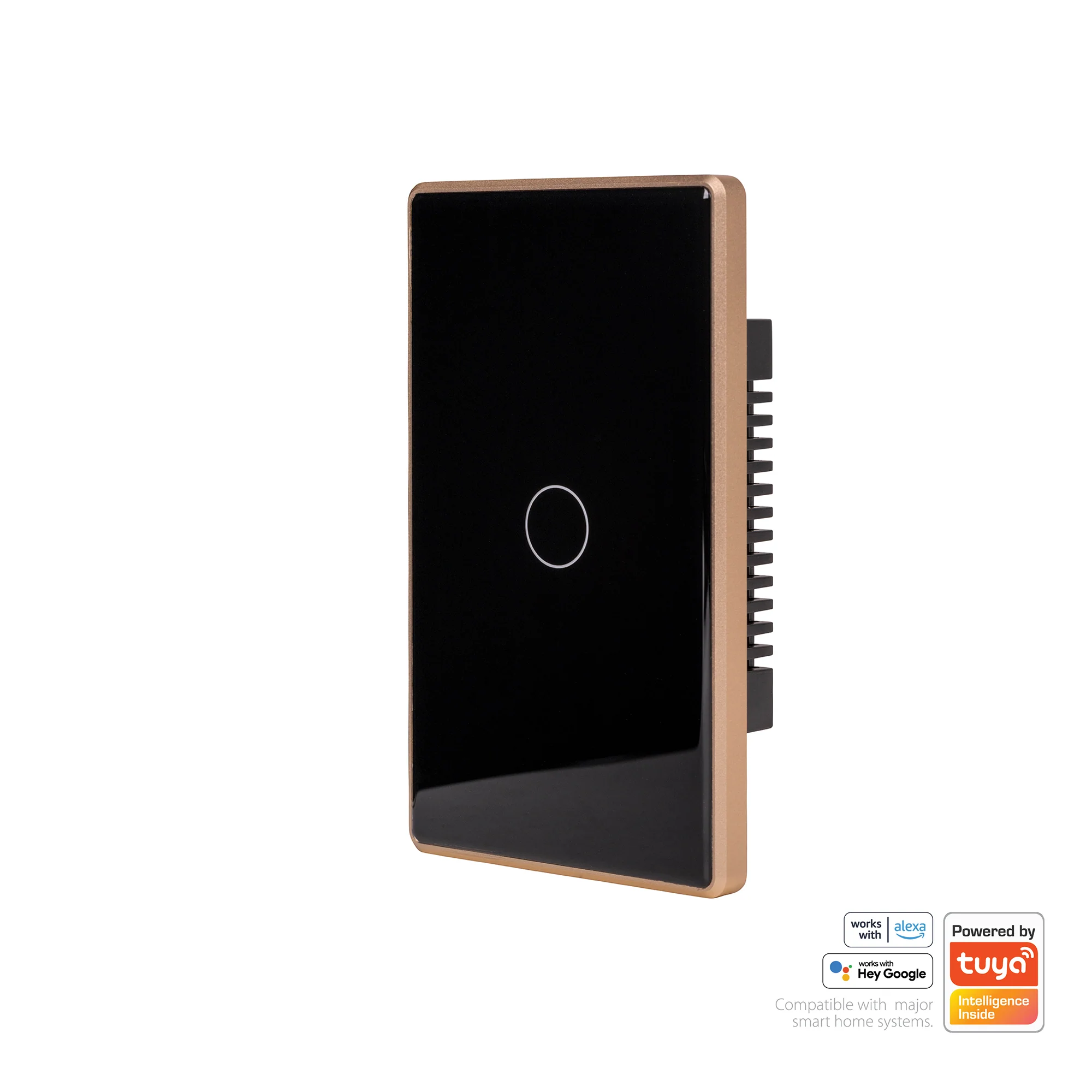 HV9220-1 - Wifi Single Gang Black with Gold Trim Wall Switch - Image 3