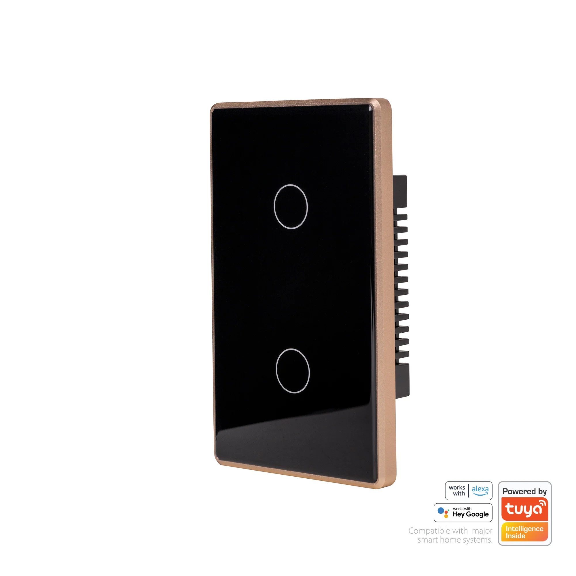 HV9220-2 - Wifi 2 Gang Black with Gold Trim Wall Switch - Image 3