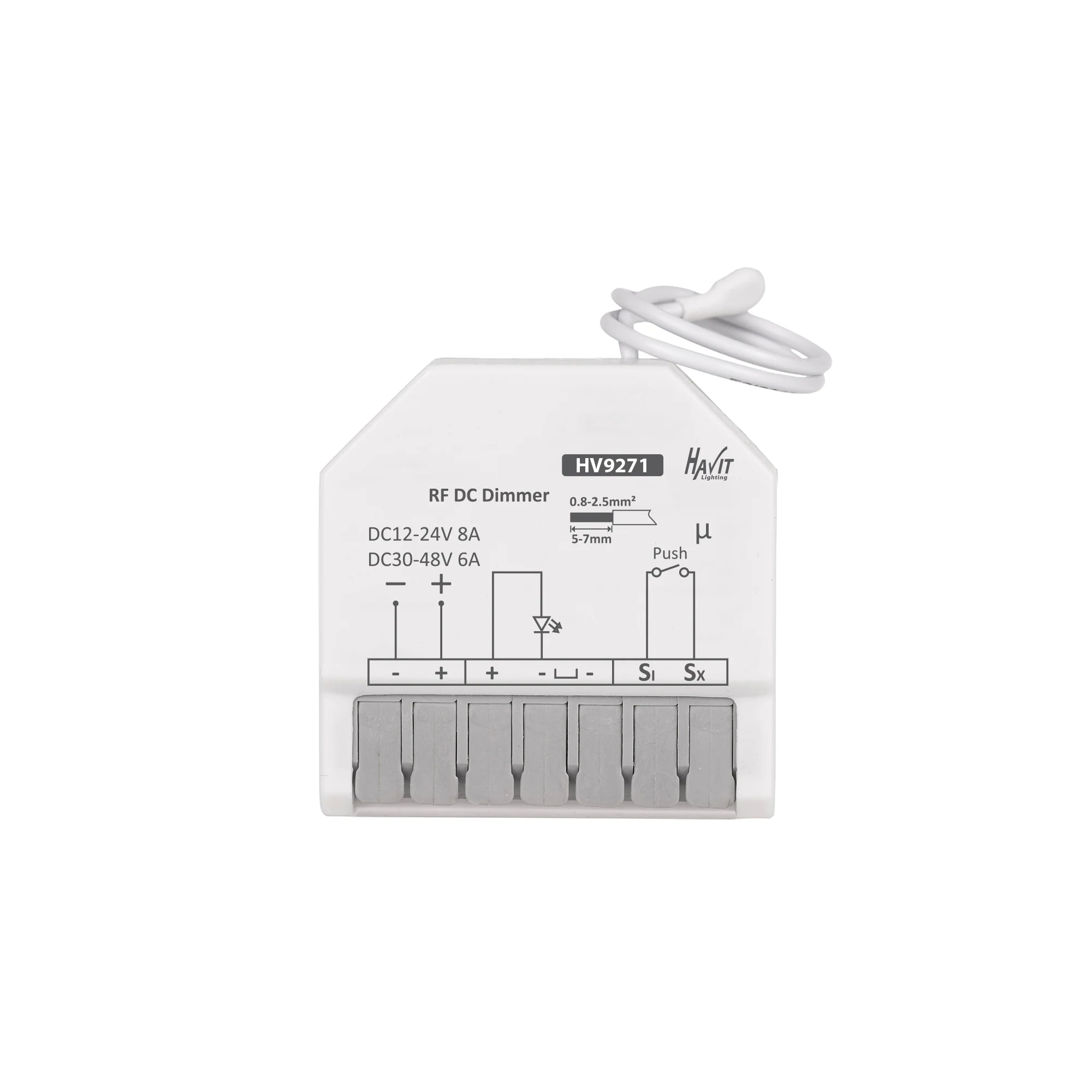HV9271 - 12-24v DC Single Channel RF + Push Dim Receiver