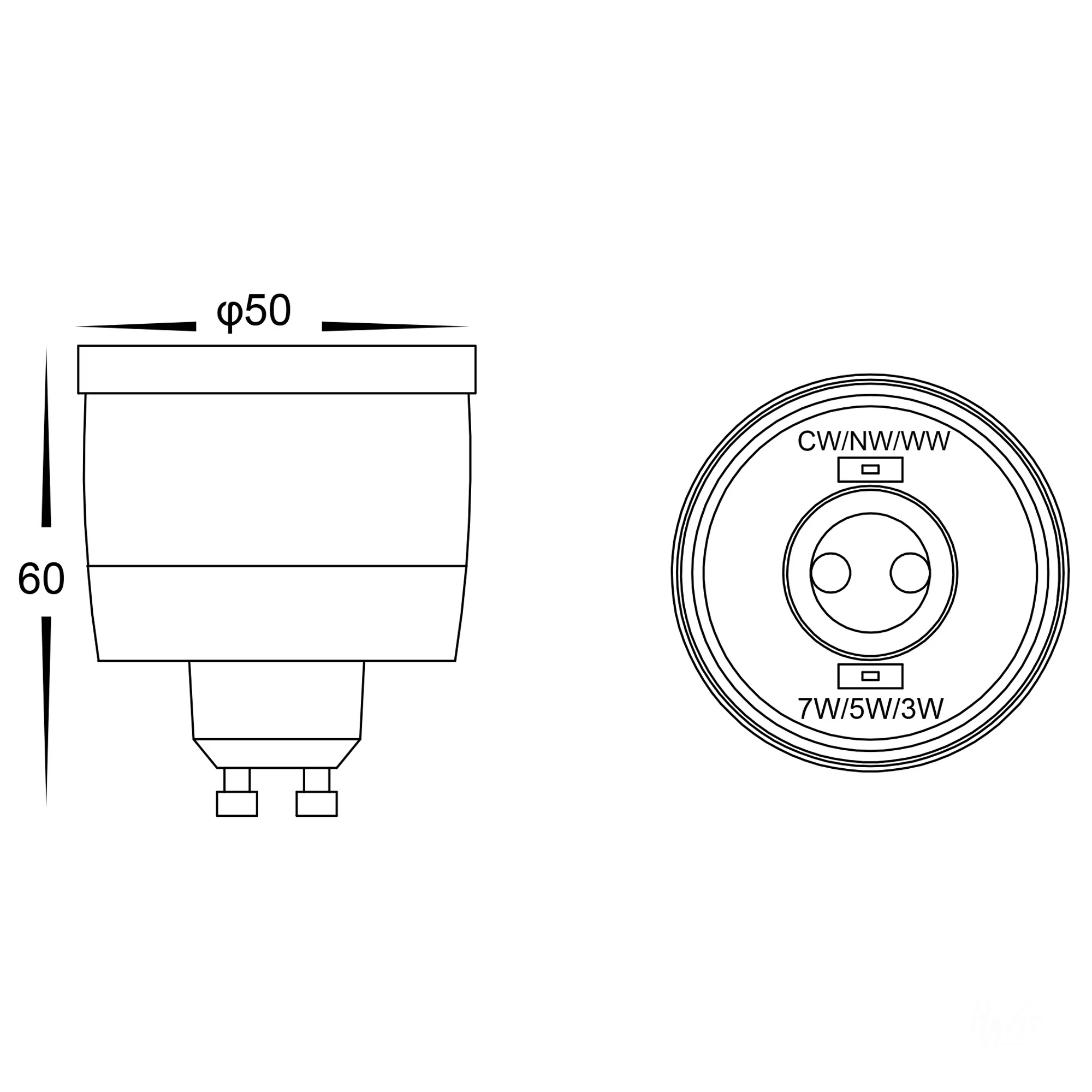 HV9506D - TRI-Colour 9in1 240v GU10 Dimmable LED Globe - Image 2