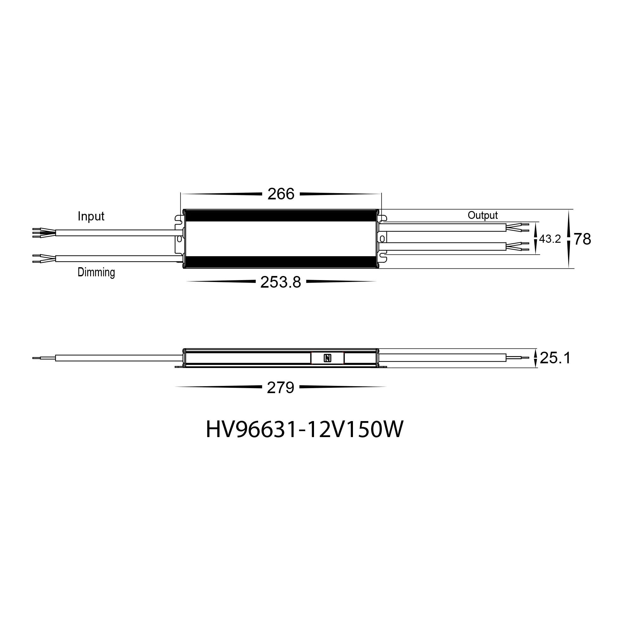 HV96631-12V150W | HV96631-24V150W- 150W Dali 2 + Push Dim Dimmable LED Driver - Image 2