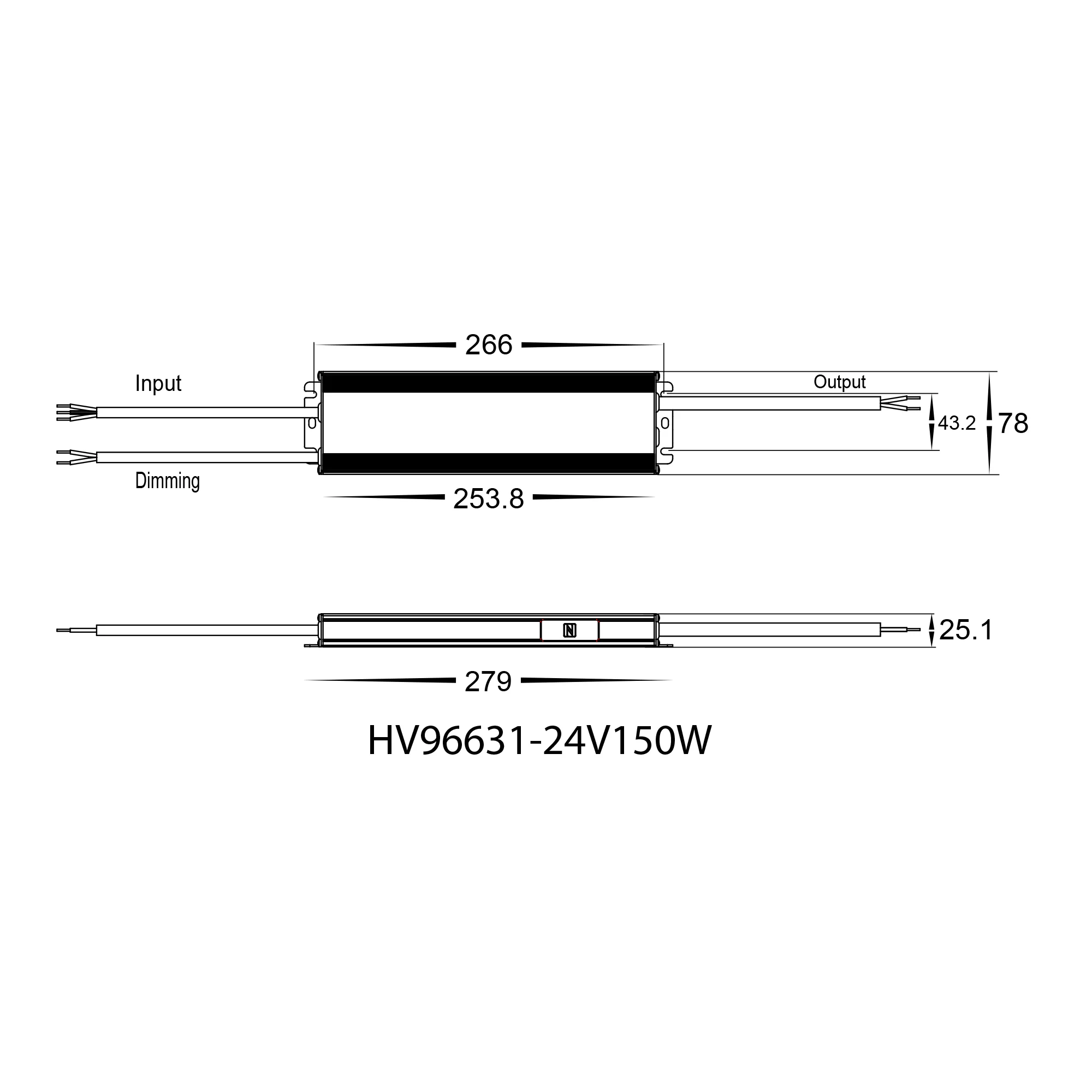 HV96631-12V150W | HV96631-24V150W- 150W Dali 2 + Push Dim Dimmable LED Driver - Image 3