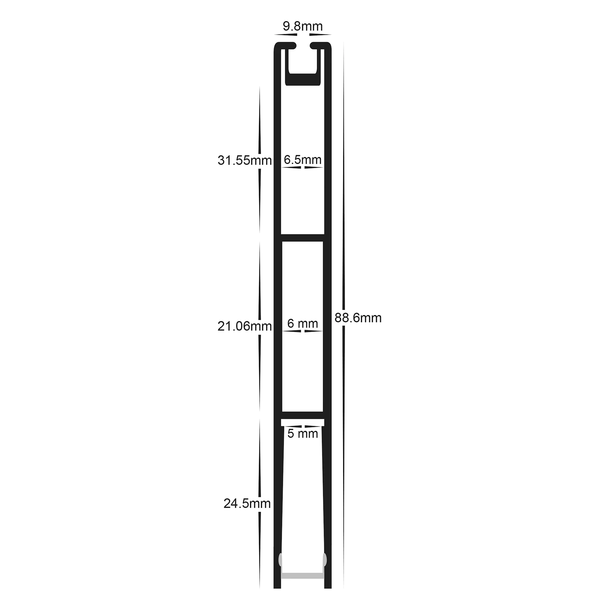HV9693-1089-BLK - Suspended Black Aluminium Profile - Image 2