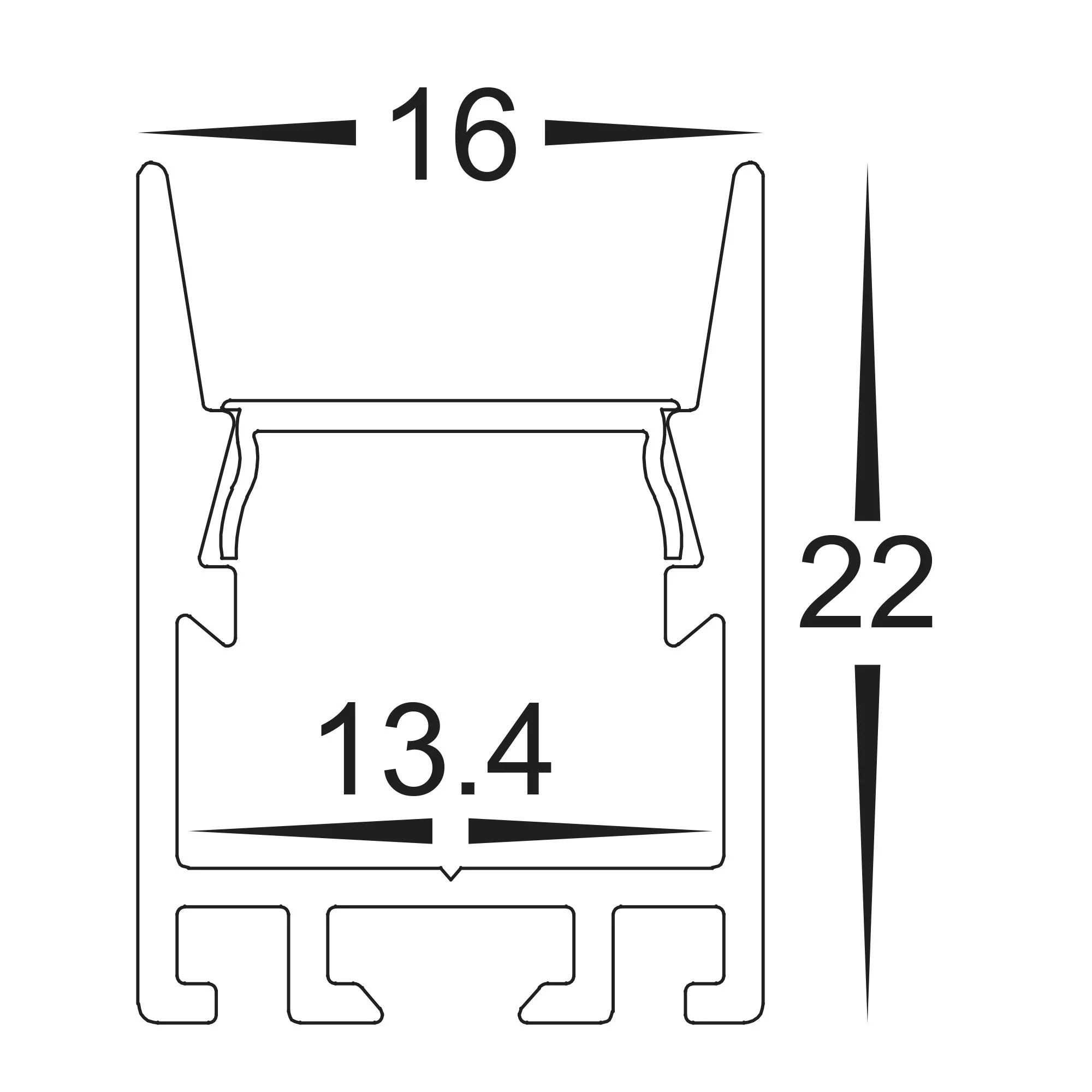 HV9693-1622-BLK - Shallow Square Aluminium Profile - Image 2