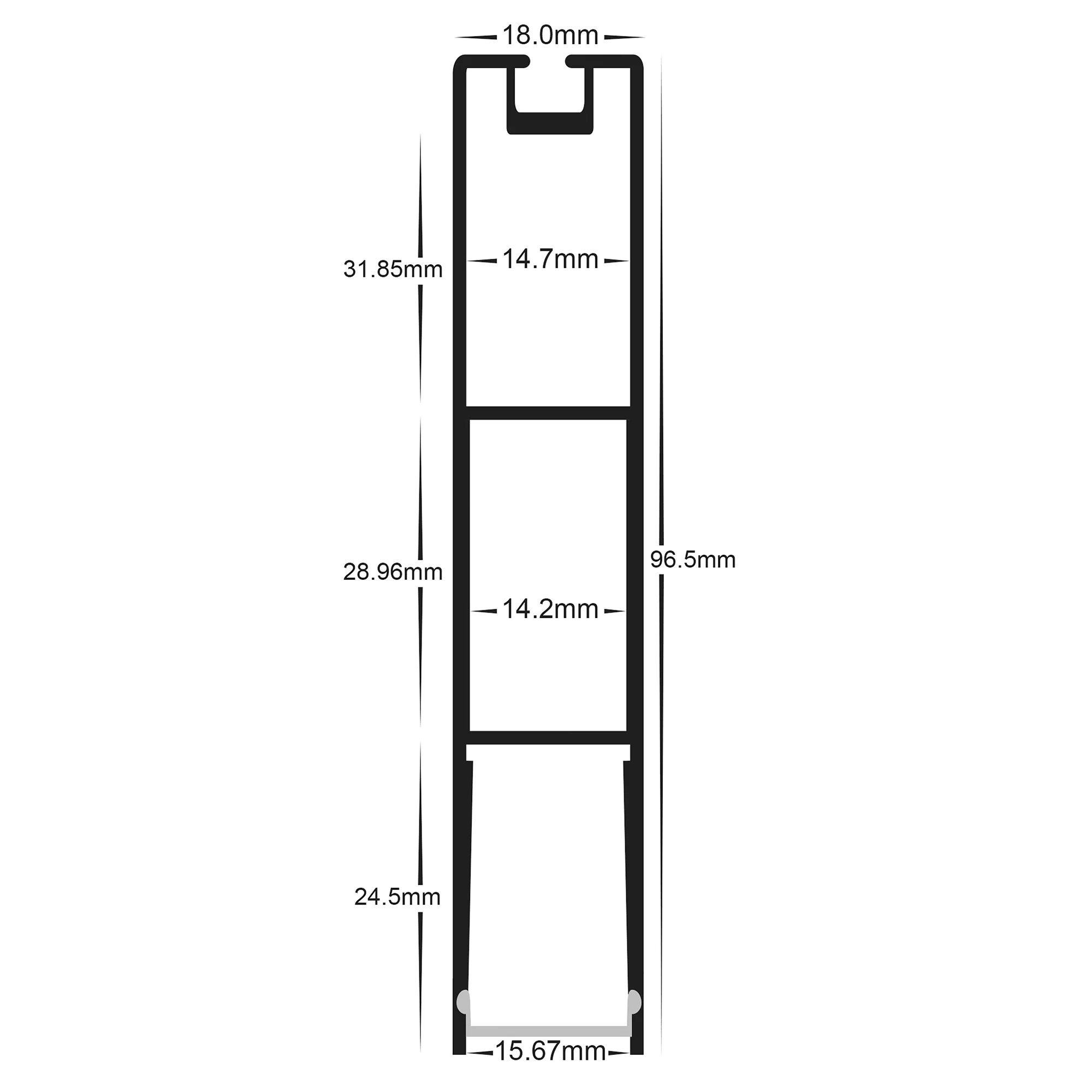 HV9693-1896-BLK - Suspended Black Aluminium Profile - Image 2