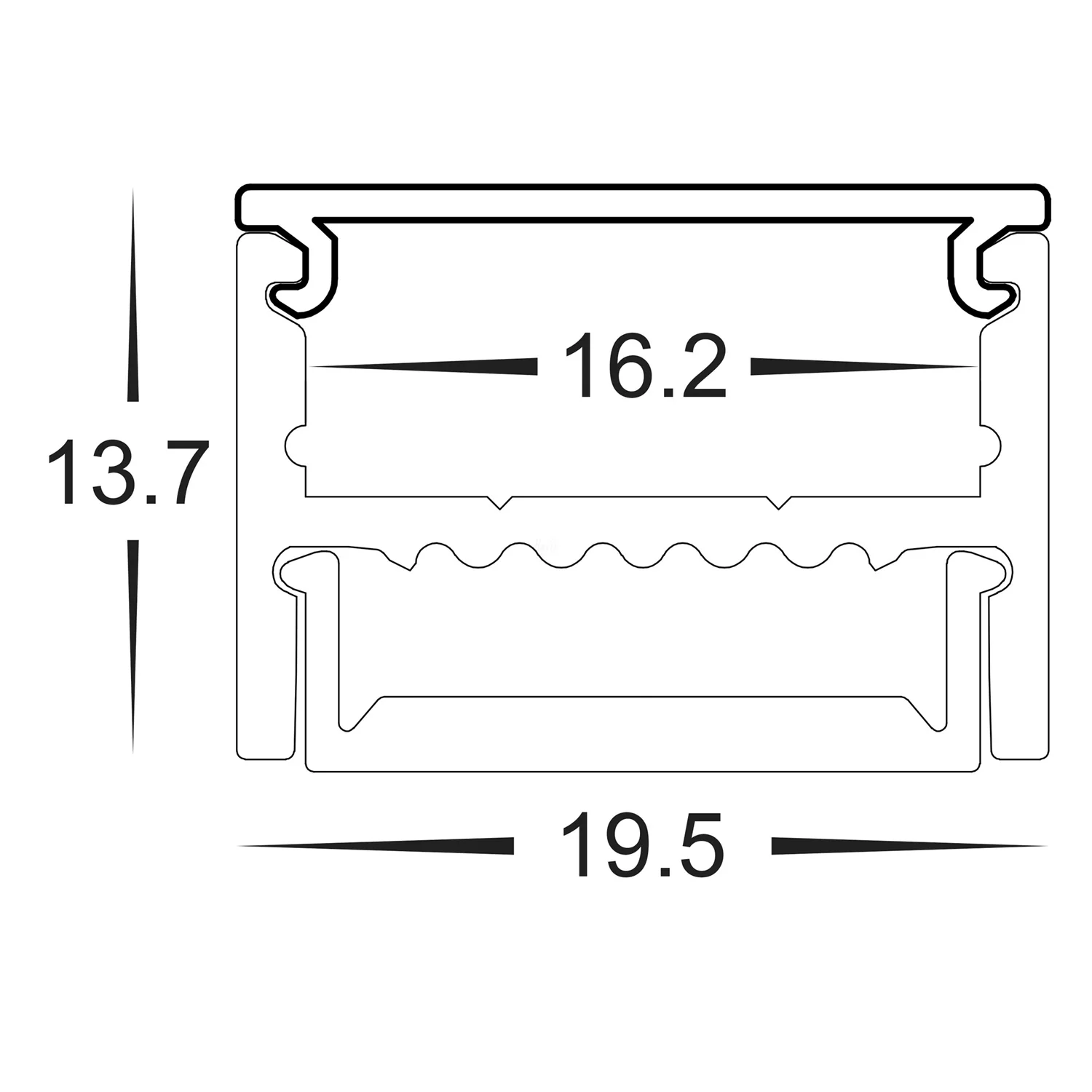 HV9693-1922 - Shallow Square Aluminium Profile - Image 2