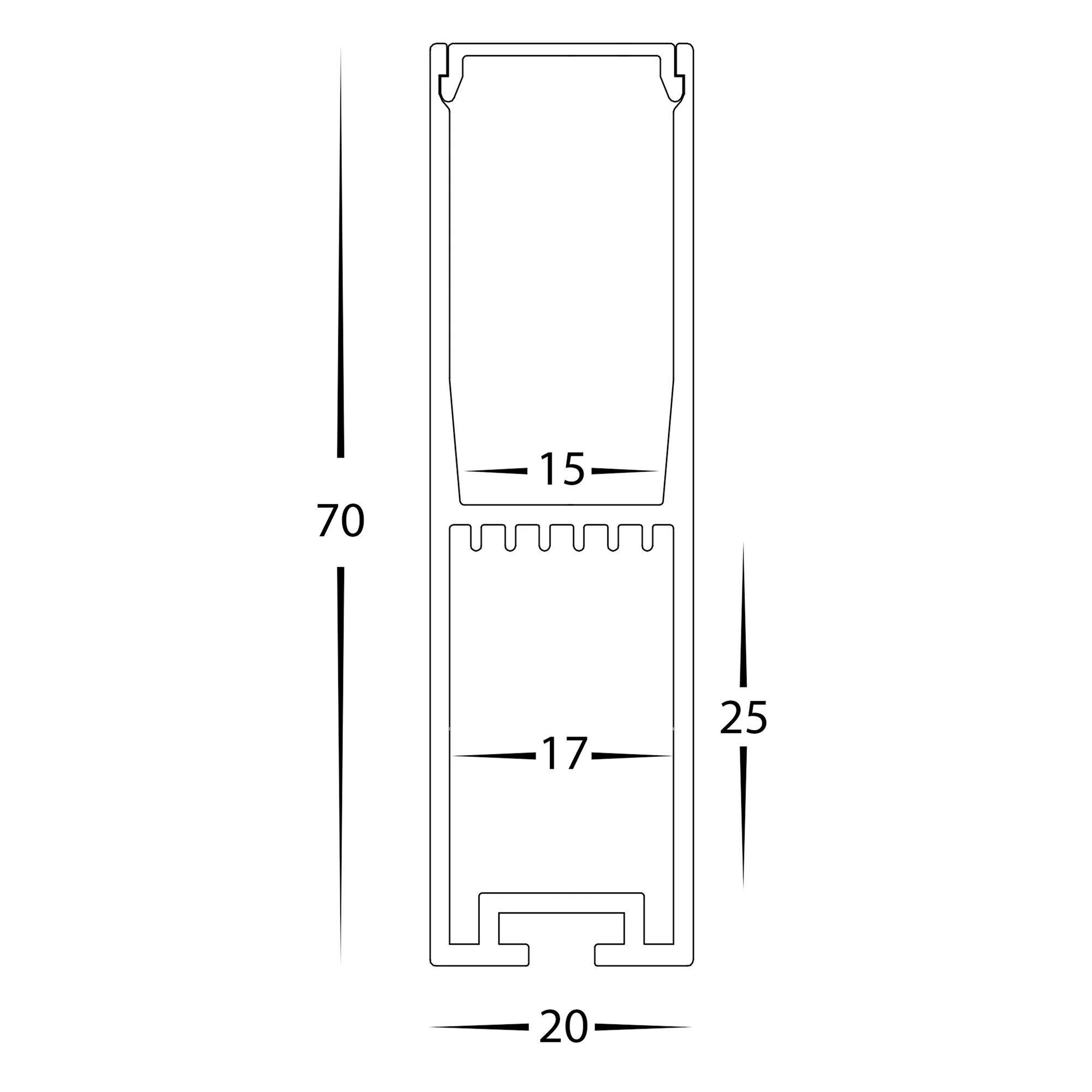 HV9693-2070-BLK - Suspended Aluminium Black Profile - Image 2