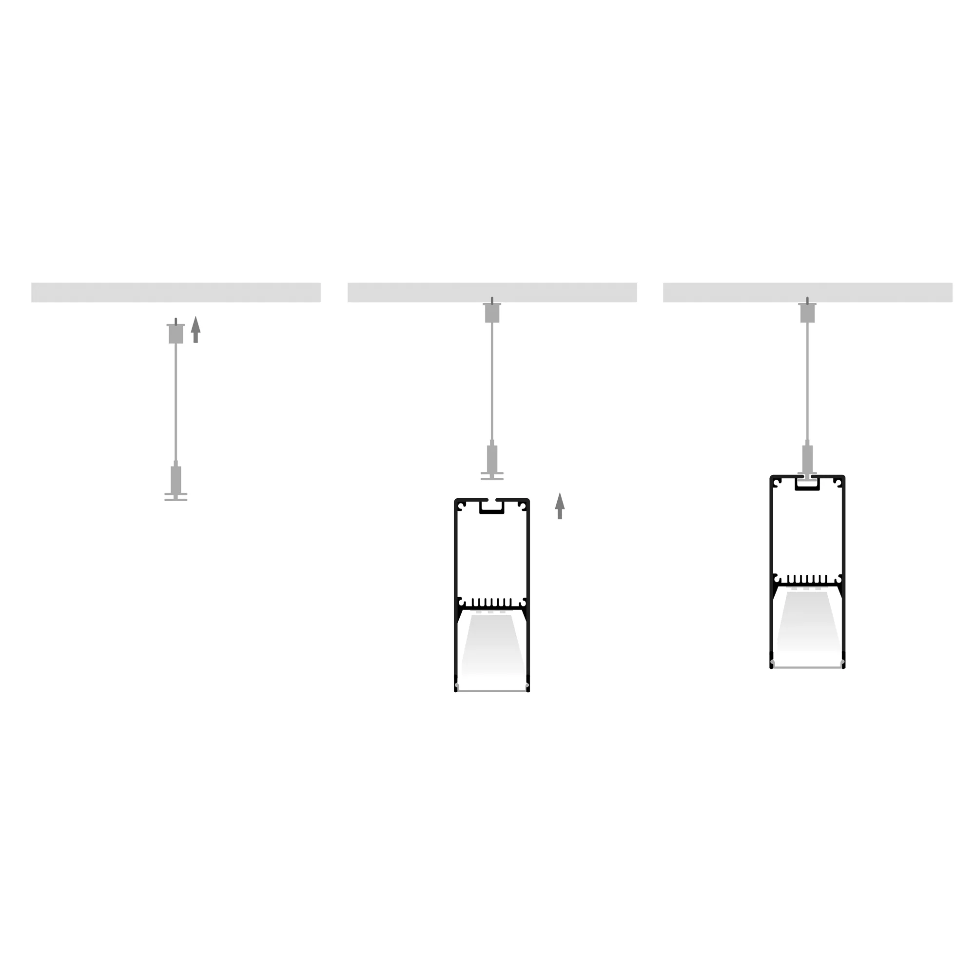 HV9693-2070 - Suspended Aluminium Silver Profile - Image 3
