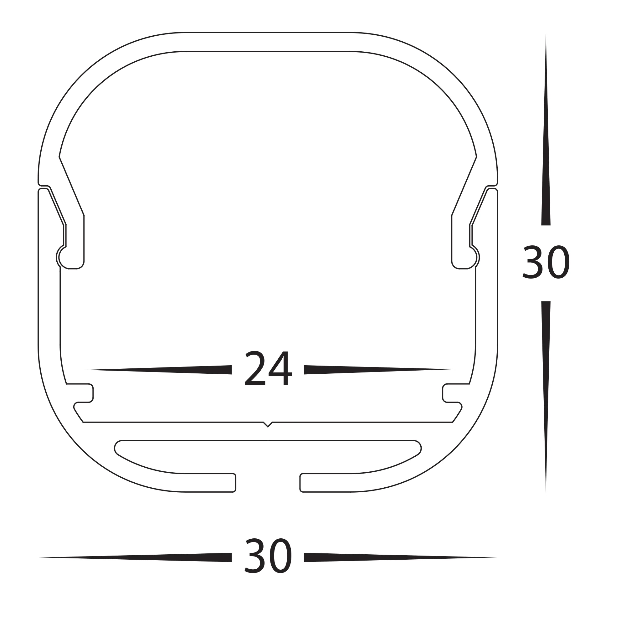 HV9693-3030 - Aluminium Profile with Rounded Diffuser - Image 2