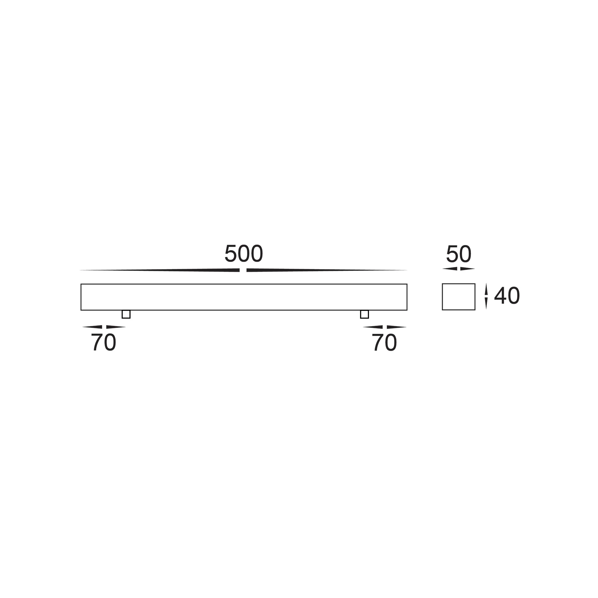 HV9705-5050-BLK - 500mm Rectangle Surface Mounted Black Pendant Canopy - Image 2