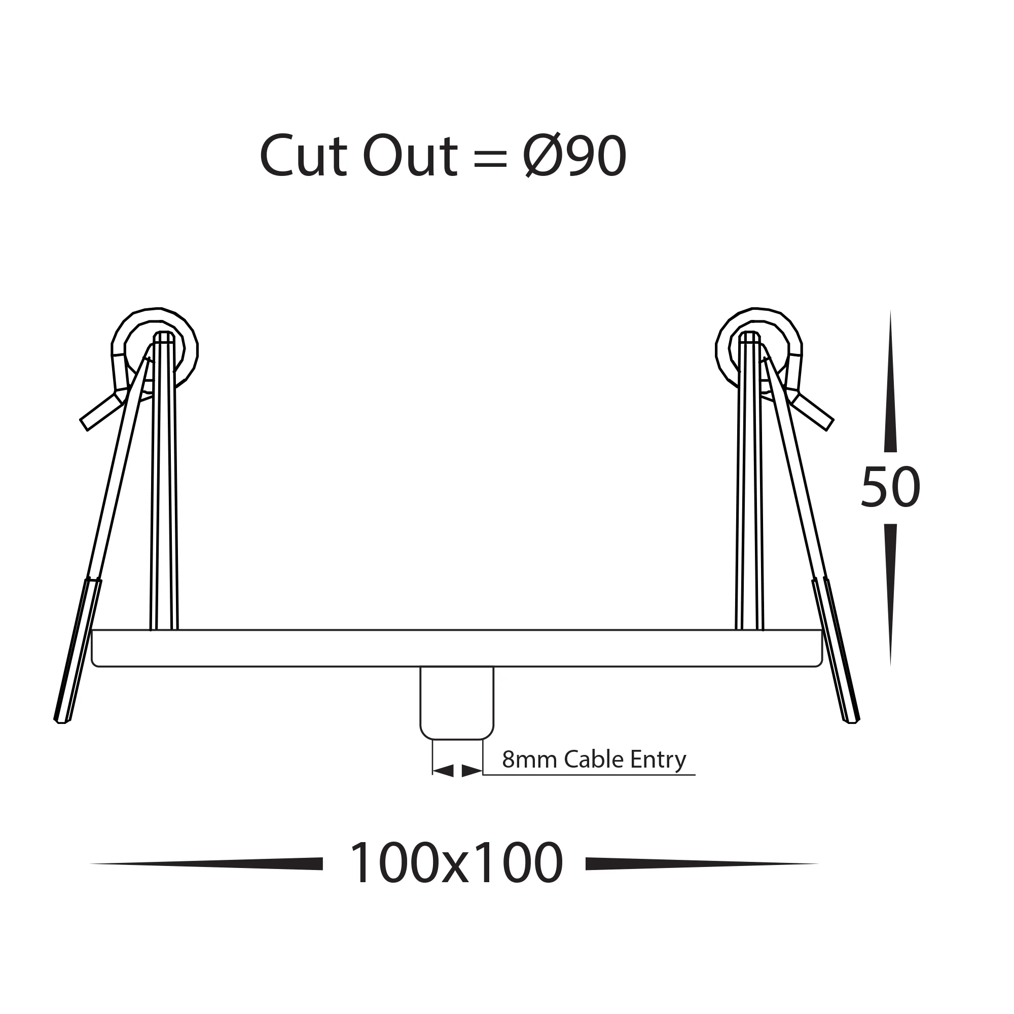 HV9705-9005-SCH-SQ - 100mm Square Rescessed Canopy Satin Chrome - Image 2