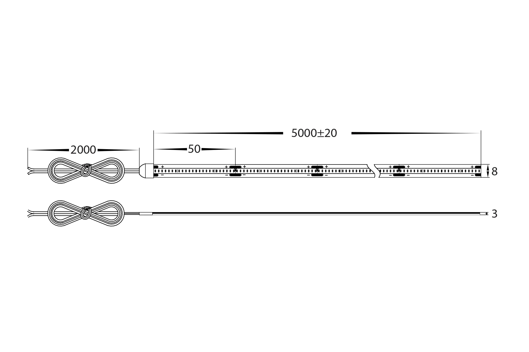 HV9761-IP54-320-B - 9.6w IP54 24v DC Blue COB Dotless LED Strip - Image 2
