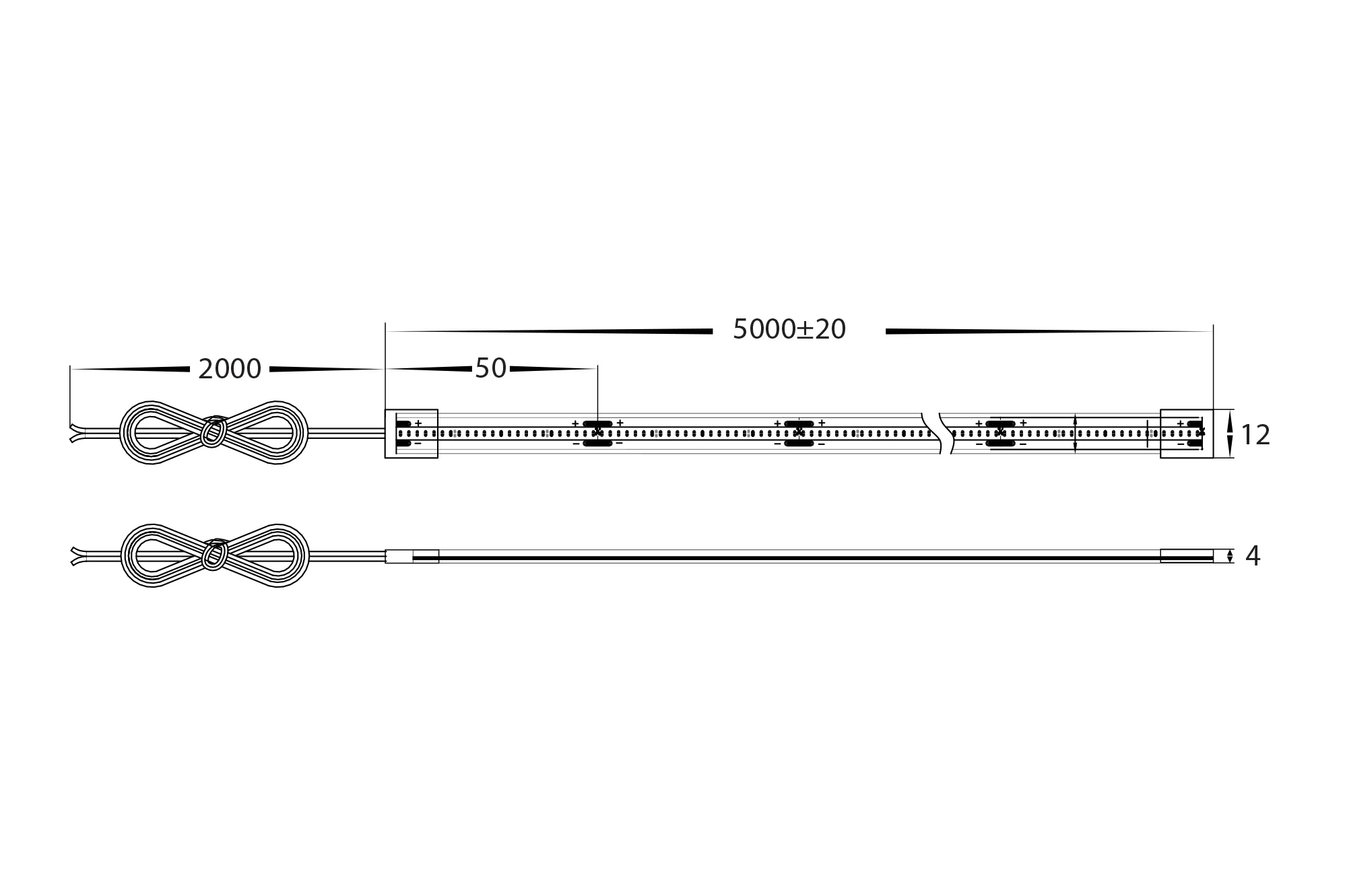 HV9761-IP67-320-3K  - 9.6w IP67 24v DC 3000K COB Dotless LED Strip - Image 2