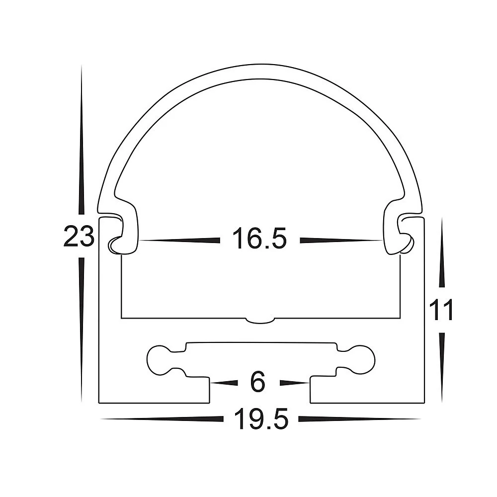 HV9690-2119 - Silver Aluminium Profile with Rounded Diffuser - Image 2