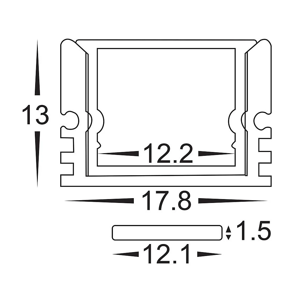 HV9693-1812 - Shallow Square Weatherproof Aluminium Profile - Image 2