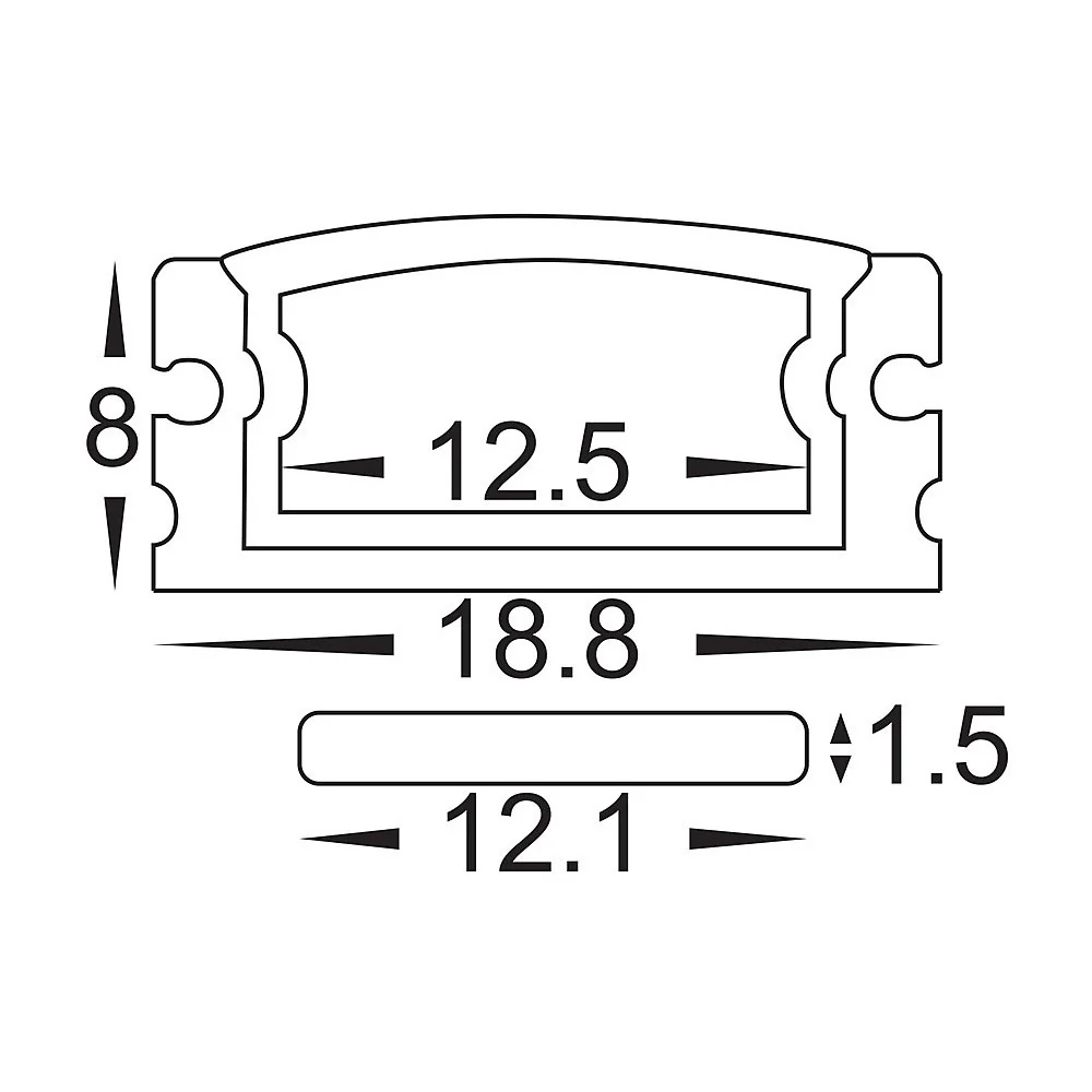 HV9693-1808 - Shallow Square Weatherproof Aluminium Profile - Image 2