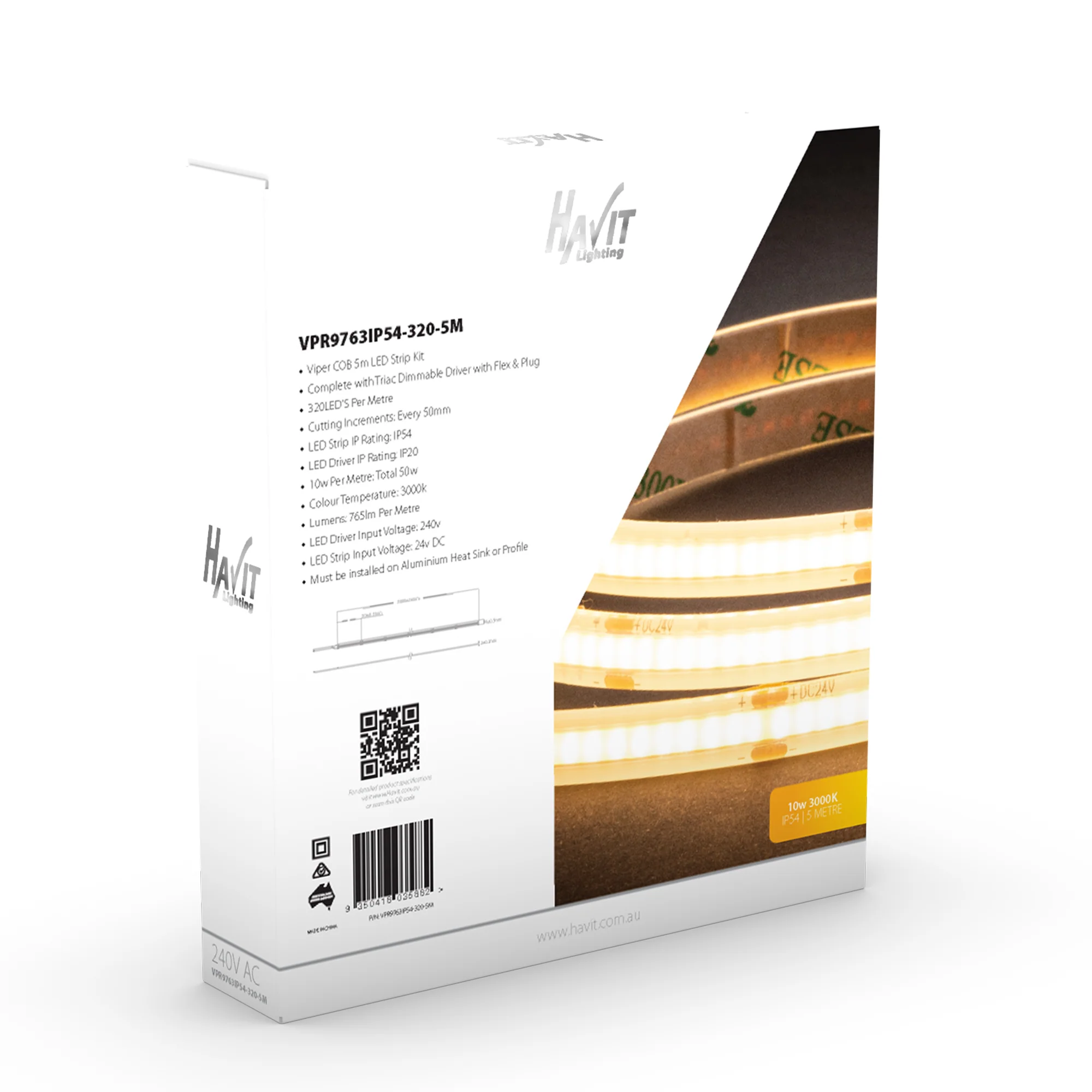 VPR9763IP54-320-5M - Viper COB 10w Per Metre 5m LED Strip kit 3000k - Image 5