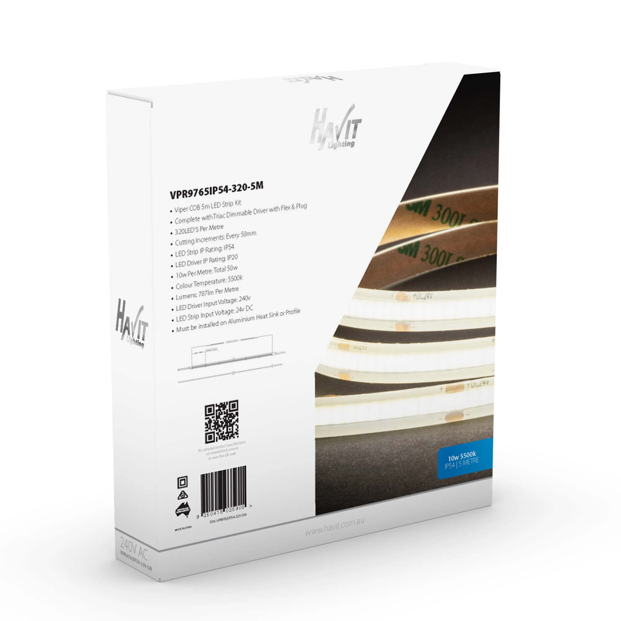 VPR9765IP54-320-5M - Viper COB 10w Per Metre 5m LED Strip kit 5500k - Image 5